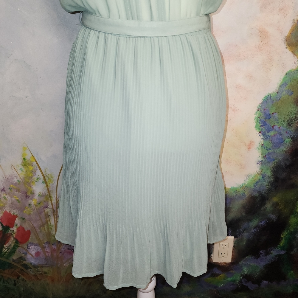 NWOT Deby Debo Mint Green Mesh Pleated Mini Dress - Picture 5 of 12
